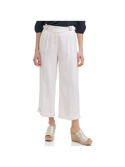 KARL LAGERFELD PARIS Womens Zippered Pocketed Cuffed Hem French Hook Fly Wear To Work Wide Leg Pants