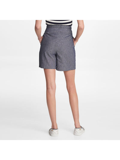 KARL LAGERFELD PARIS Womens Zippered Belted Pleated Front High Waist Shorts
