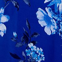 CRYSTAL DOLLS Womens Blue Zippered Ruffled Chiffon Floral Flutter Sleeve Off Shoulder Full-Length Cocktail Hi-Lo Dress