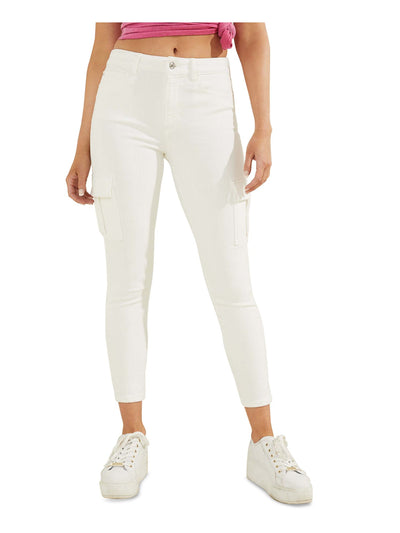 GUESS Womens White Stretch Zippered Pocketed High Rise Skinny Pants 30