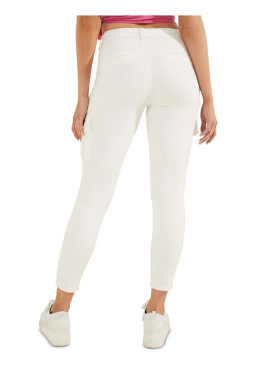 GUESS Womens White Stretch Zippered Pocketed High Rise Skinny Pants 30