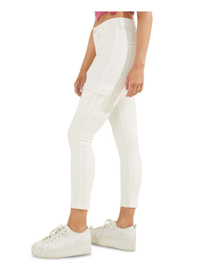 GUESS Womens White Stretch Zippered Pocketed High Rise Skinny Pants 30