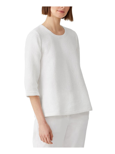 EILEEN FISHER Womens White 3/4 Sleeve Round Neck Wear To Work Top XL