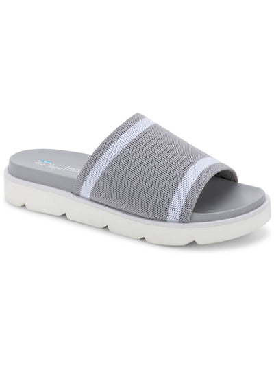 AQUA COLLEGE Womens Gray Waterproof Katalina Round Toe Slide Sandals Shoes 7.5 M