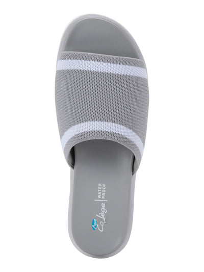 AQUA COLLEGE Womens Gray Waterproof Katalina Round Toe Slide Sandals Shoes M