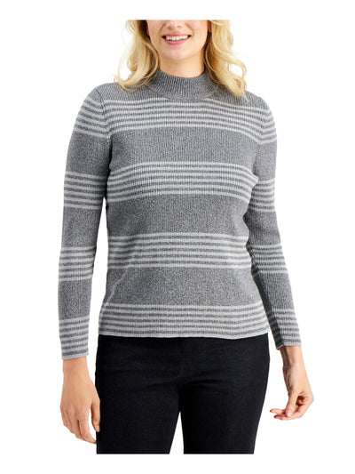 KAREN SCOTT Womens Stretch Ribbed Long Sleeve Mock Neck Sweater