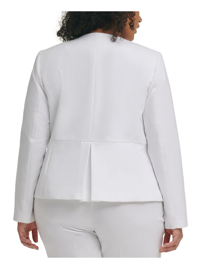 CALVIN KLEIN Womens White Wear To Work Blazer Jacket Plus 24W