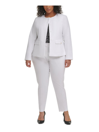 CALVIN KLEIN Womens Wear To Work Collarless Buttoned Jacket
