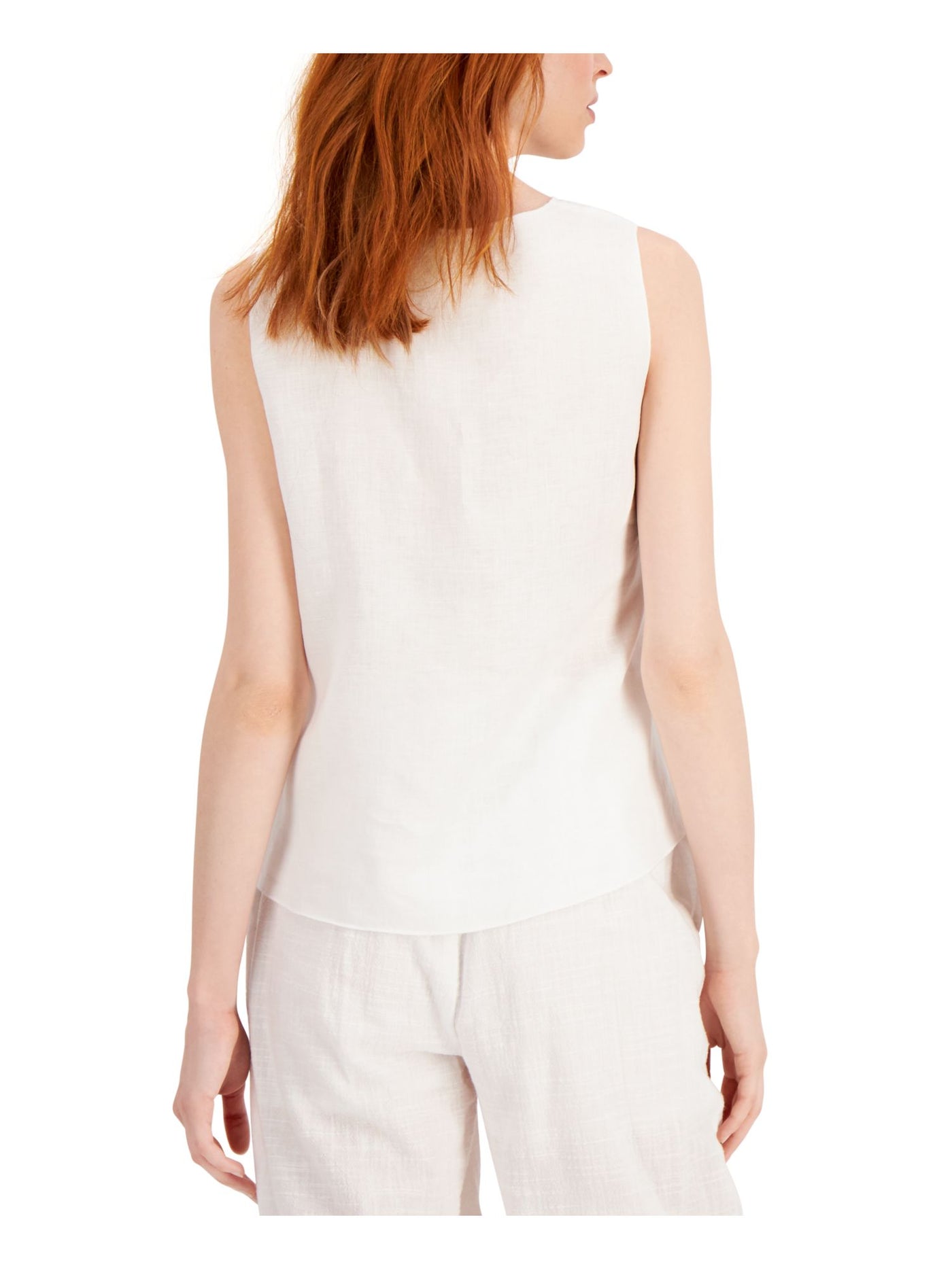 EILEEN FISHER Womens White Sleeveless Scoop Neck Tank Top XXS