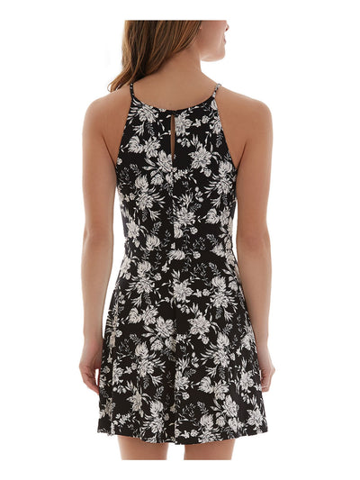 BCX DRESS Womens Black Stretch Floral Sleeveless Halter Mini Party Fit + Flare Dress XS