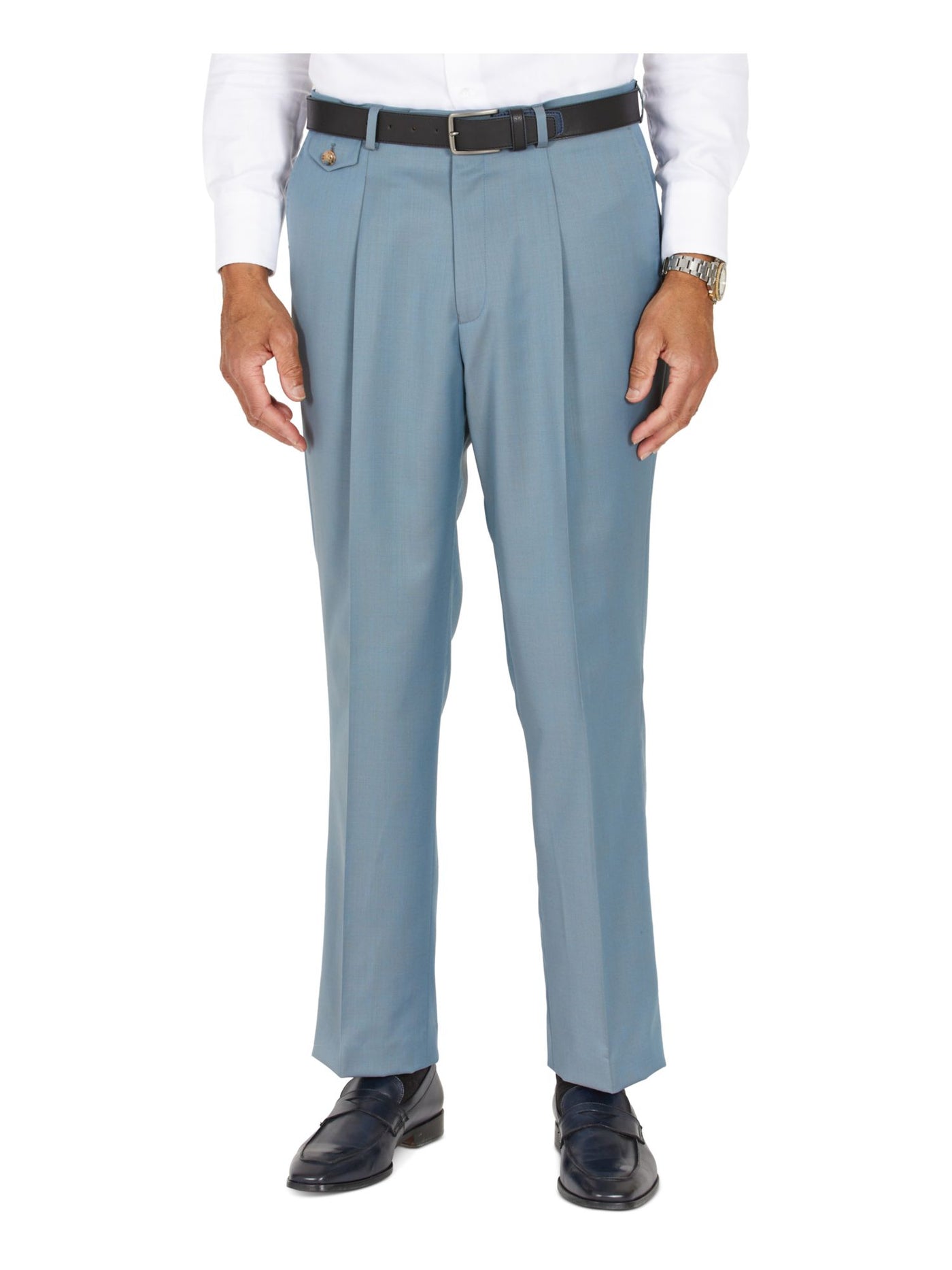 TAYION BY MONTEE HOLLAND Mens Teal Pleated, Classic Fit Stretch Suit Separate Pants 30 X 32