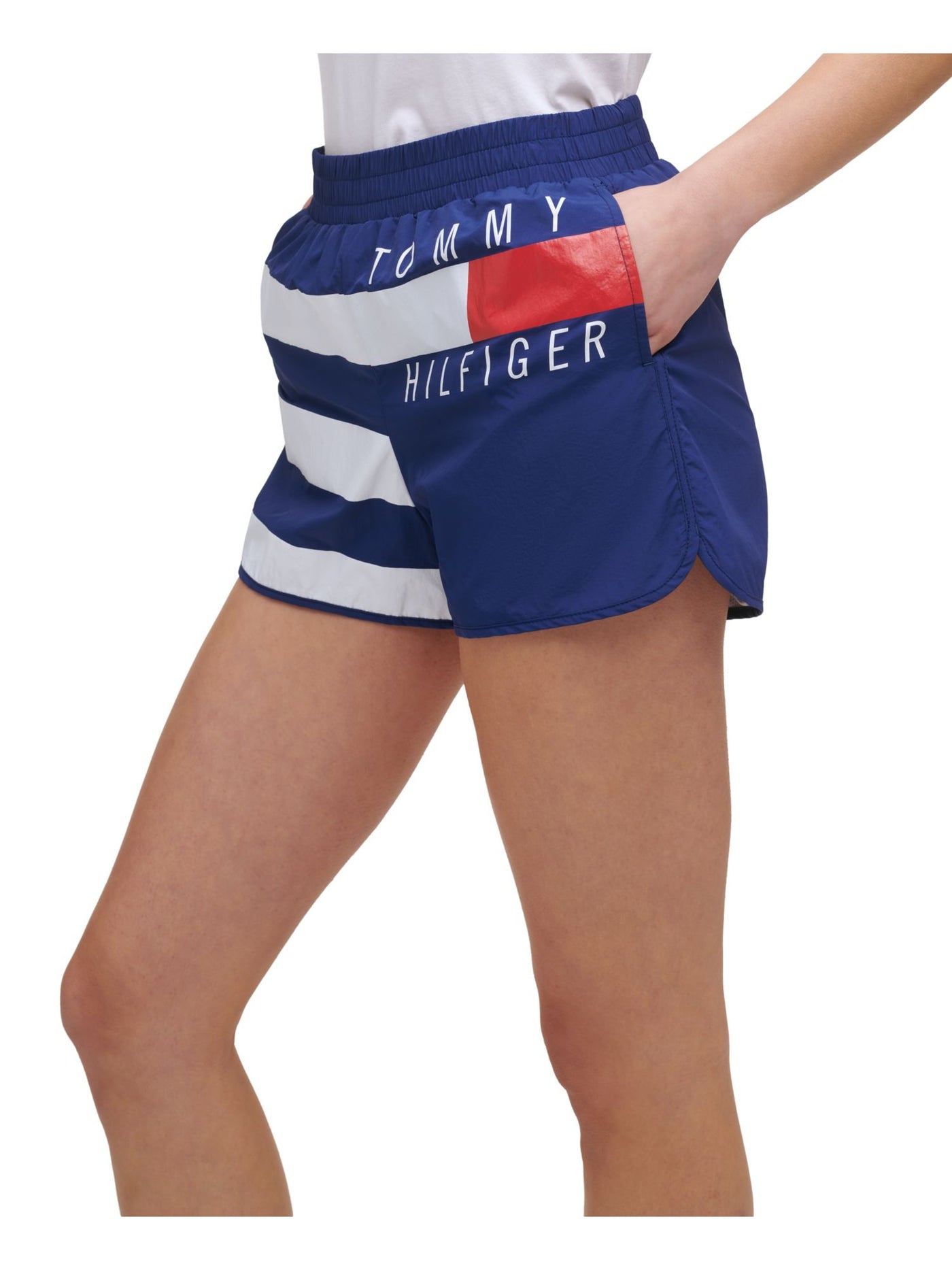 TOMMY HILFIGER SPORT Womens Blue Striped Active Wear Shorts XS
