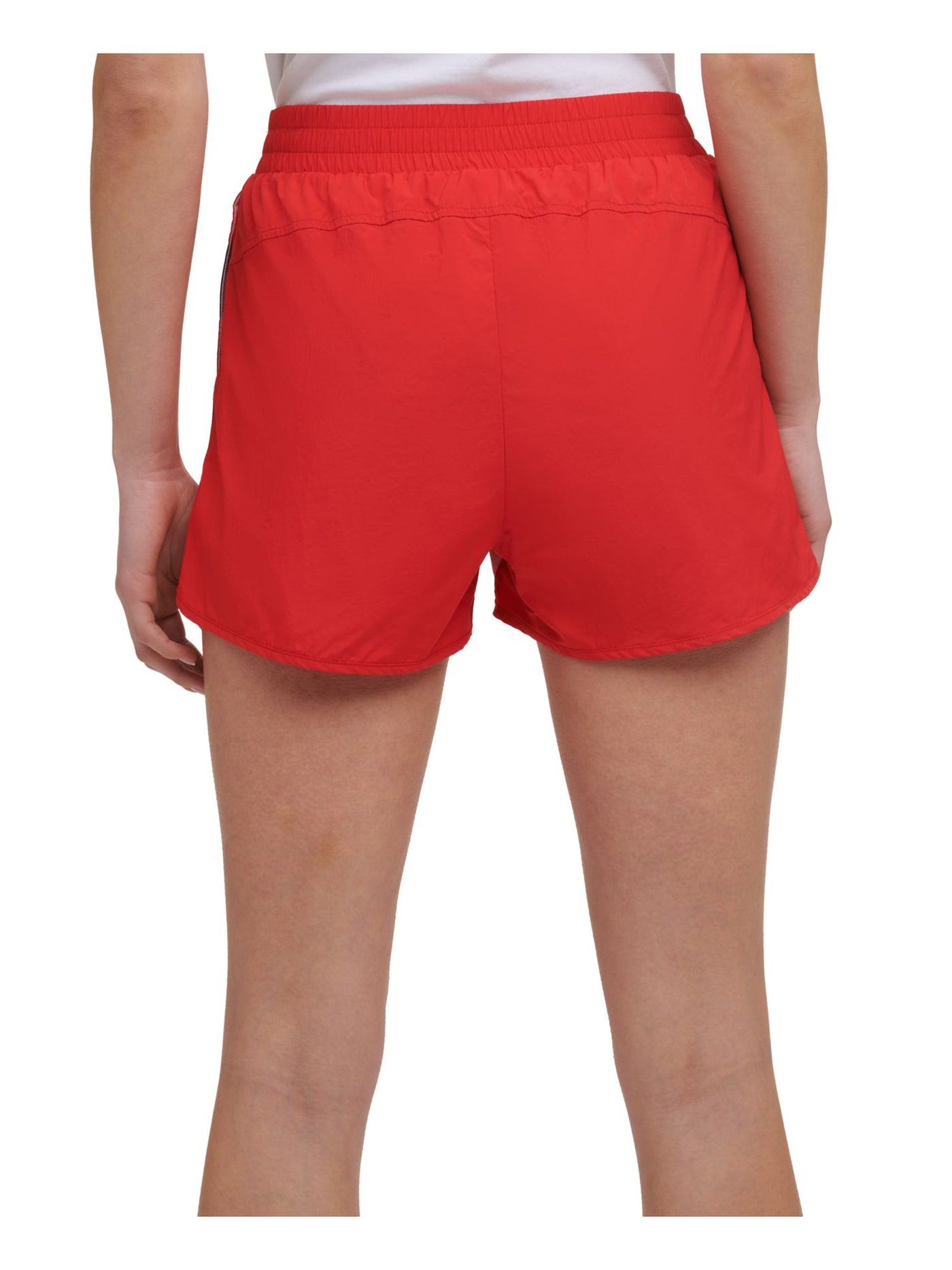 TOMMY HILFIGER SPORT Womens Red Stretch Pocketed Interior Briefs Elastic Waist Logo Graphic Active Wear Shorts S