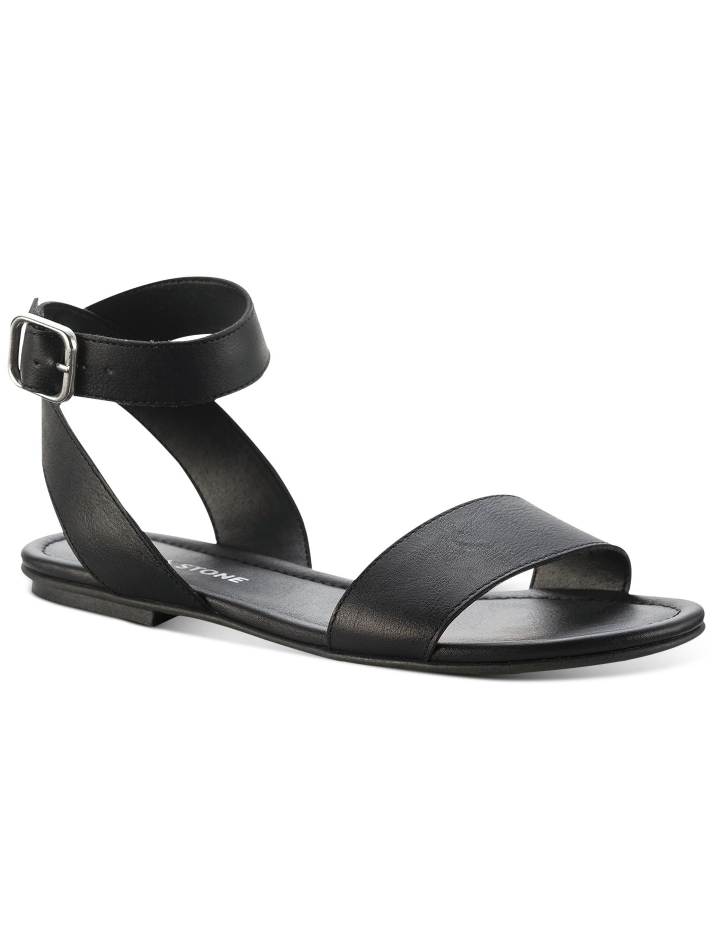 SUN STONE Womens Black Ankle Strap Strappy Miiah Round Toe Buckle Sandals Shoes 8.5 M