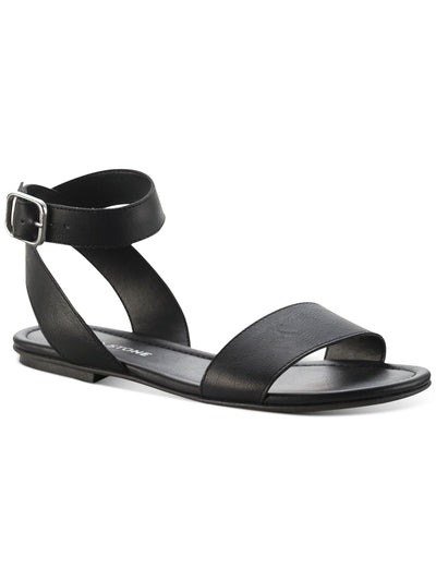 SUN STONE Womens Black Ankle Strap Strappy Miiah Round Toe Buckle Sandals Shoes 6.5 M