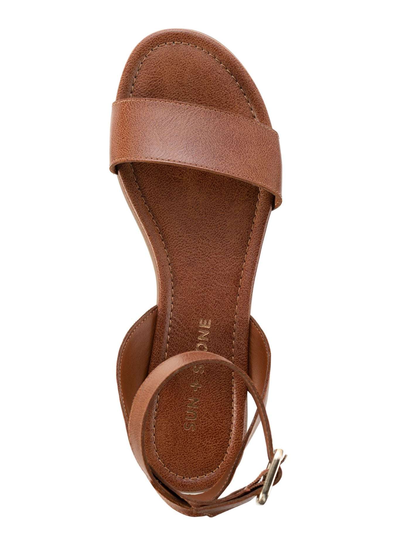 SUN STONE Womens Brown Cushioned Adjustable Strap Ankle Strap Miiah Round Toe Buckle Sandals Shoes 7 M