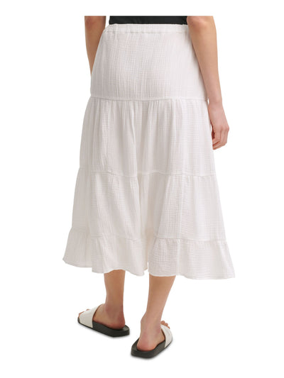 CALVIN KLEIN Womens White Midi A-Line Skirt L