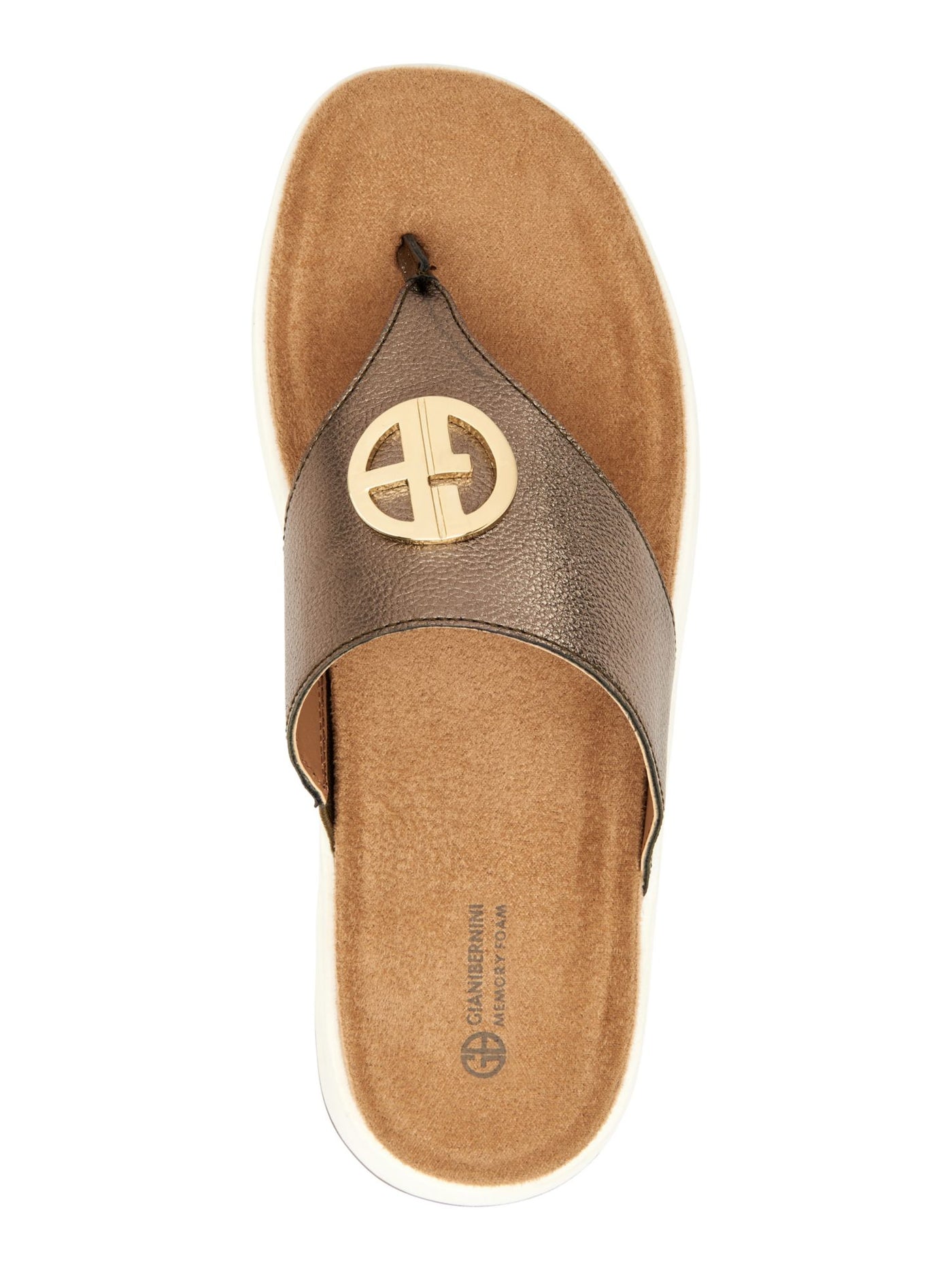 GIANI BERNINI Womens Gold 1" Platform Logo Comfort Sportii Round Toe Wedge Slip On Thong Sandals Shoes 9 M