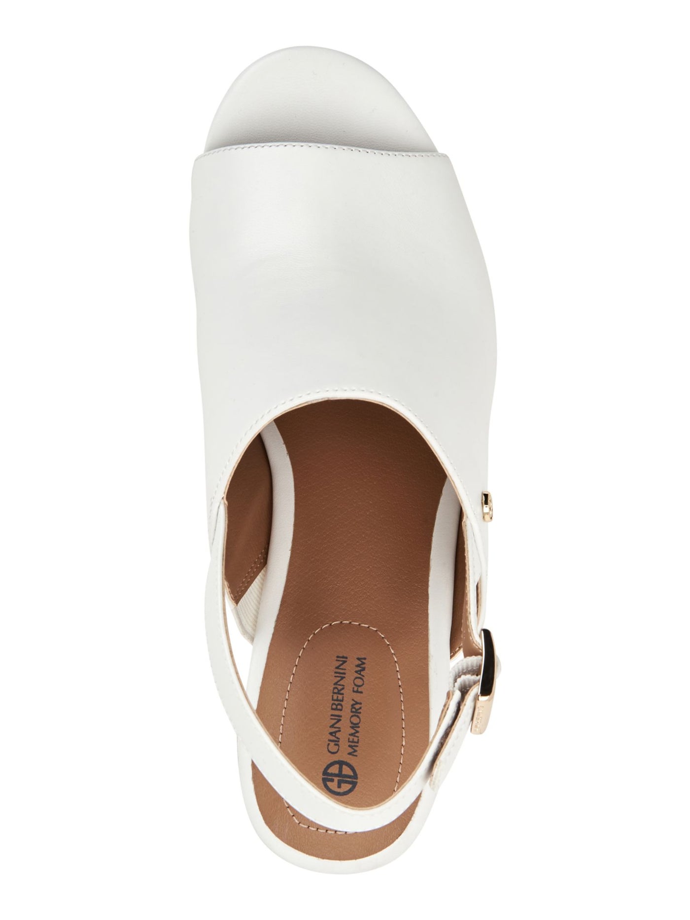 GIANI BERNINI Womens White Cork-Like 1" Platform Logo Adjustable Strap Comfort Celinaa Round Toe Block Heel Buckle Slingback Sandal 7.5 M