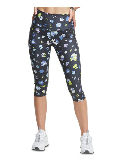 CHAMPION Womens Black Stretch Moisture Wicking Odor Technology Built-in Pocket Floral Active Wear Cropped Leggings M