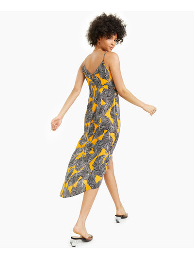 BAR III DRESSES Womens Twist Front Zippered V-back Hi-lo Hem Spaghetti Strap V Neck Midi Tulip Dress