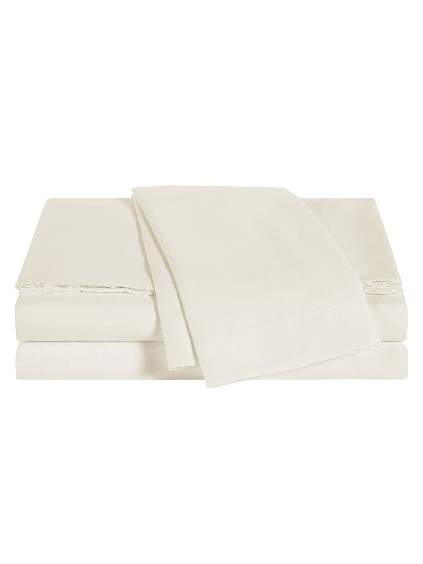 WELLBEING Ivory Solid 300 Thread Count King \ California King Sheet Set