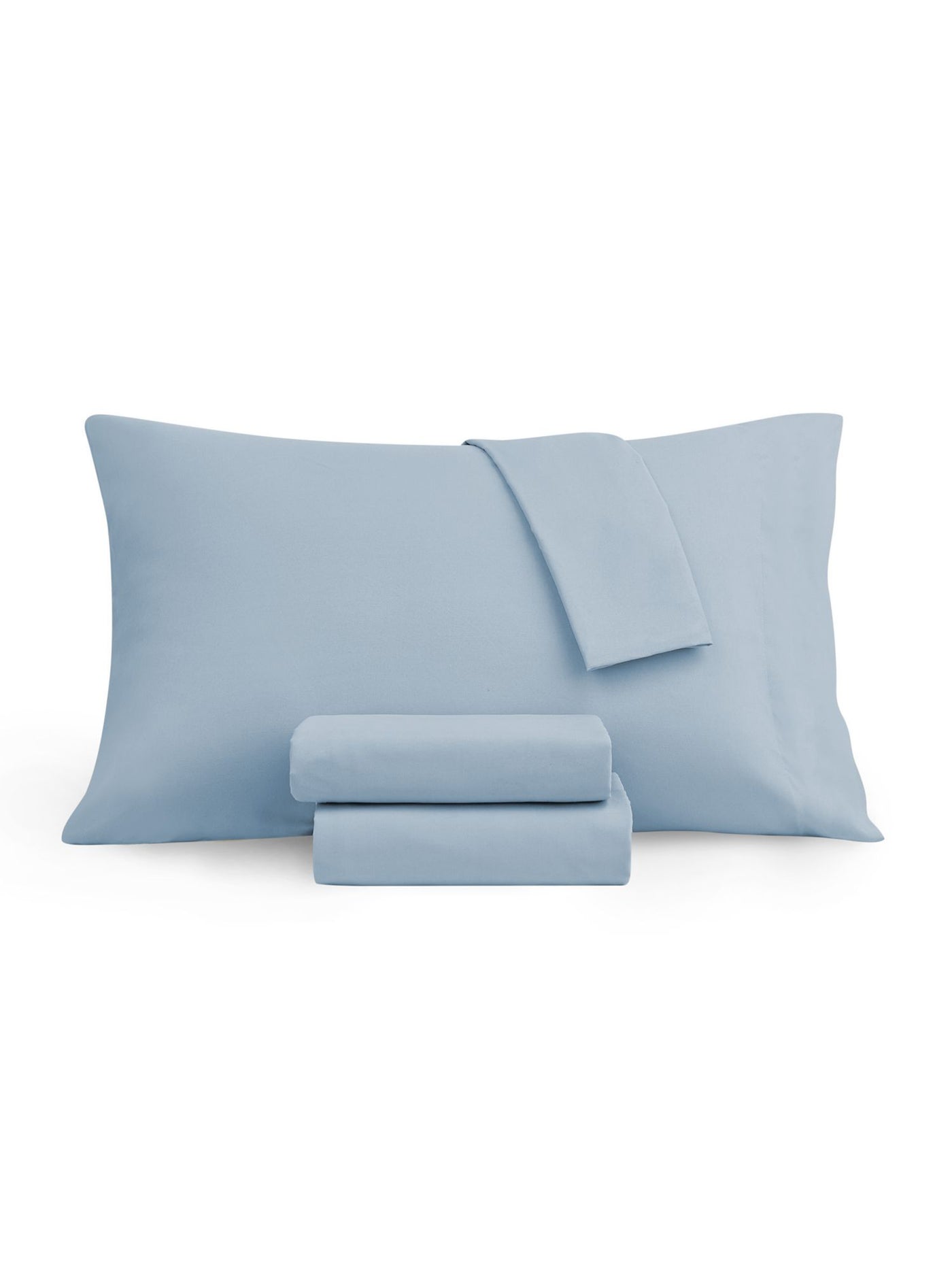 WELLBEING Light Blue Solid 300 Thread Count King \ California King Sheet Set