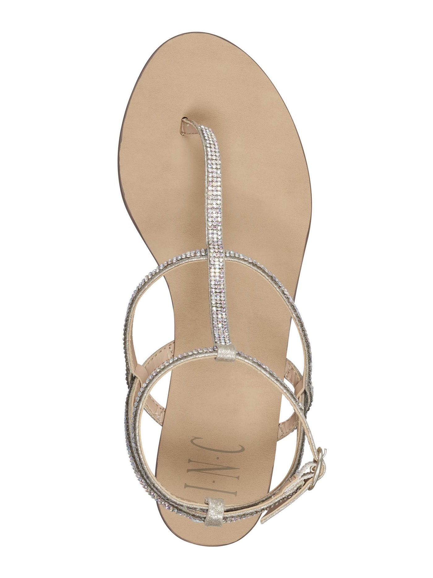 INC Womens Brown Rhinestone Flexible  Sole Adjustable Madge Almond Toe Wedge Buckle Dress Sandals Shoes 8.5 M