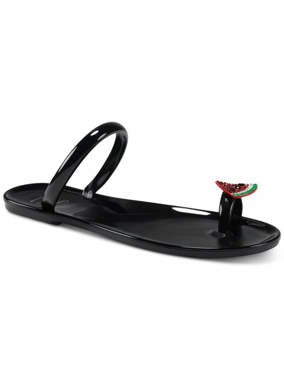 INC Womens Black Jelly Toe Loop Watermelon Detail Embellished Loren Round Toe Slip On Sandals Shoes 9 M