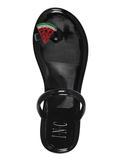 INC Womens Black Jelly Toe Loop Watermelon Detail Embellished Loren Round Toe Slip On Sandals 8 M