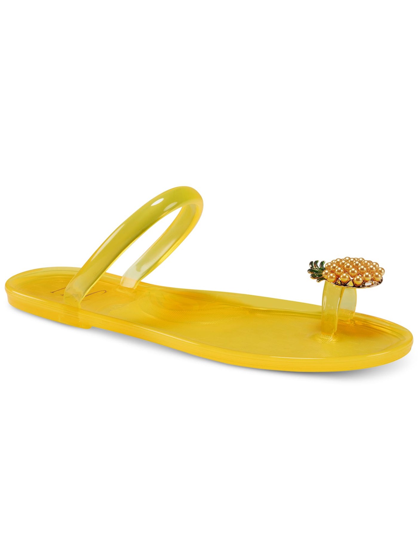 INC Womens Yellow Jelly Toe Ring Pineapple Detail Embellished Strappy Loren Round Toe Slip On Sandals Shoes 5 M