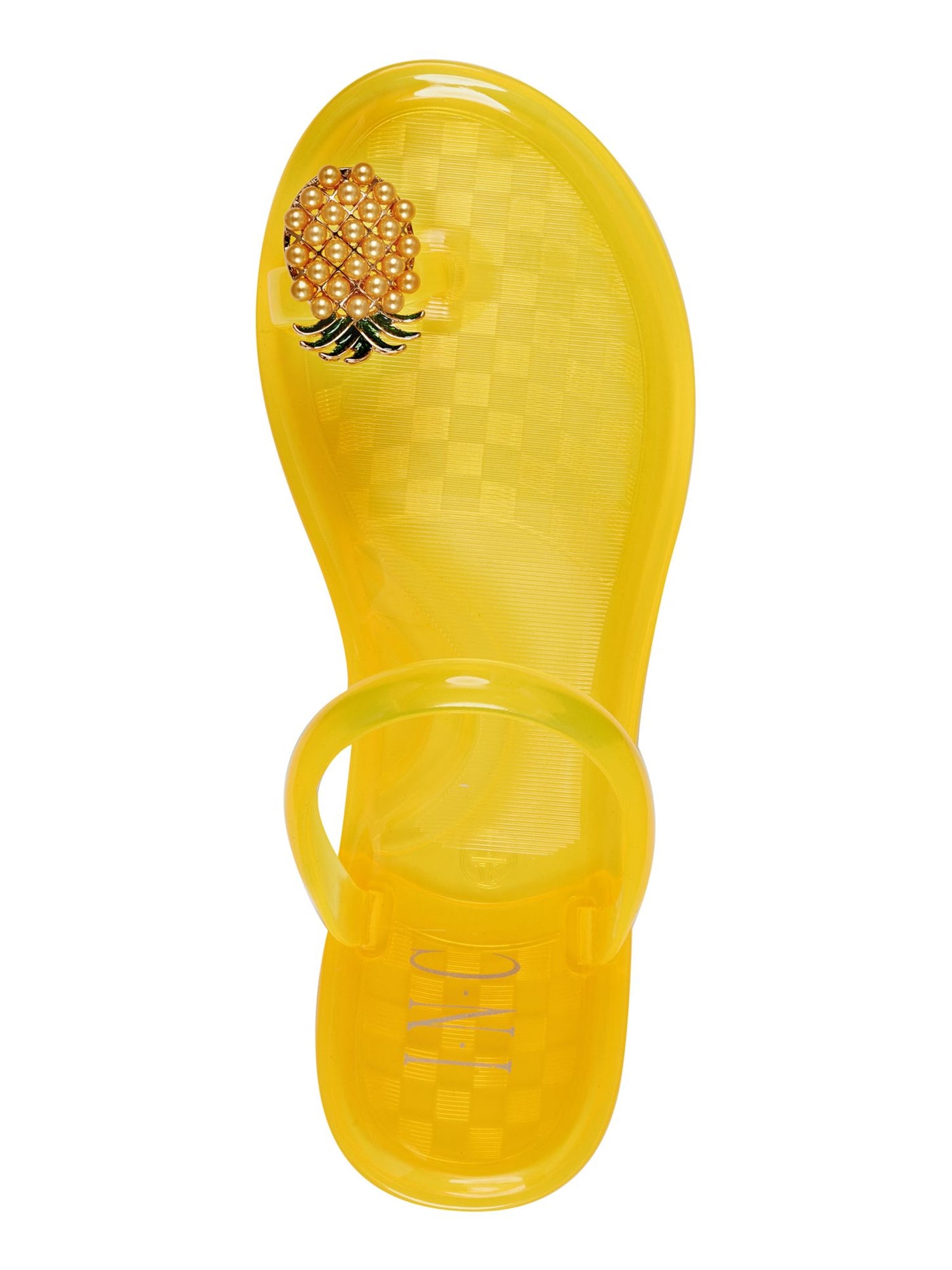 INC Womens Yellow Jelly Toe Ring Pineapple Detail Embellished Strappy Loren Round Toe Slip On Sandals Shoes 5 M