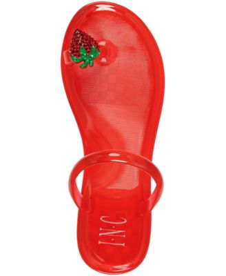 INC Womens Red Jelly Toe Loop Embellished Loren Round Toe Slip On Sandals Shoes 8 M