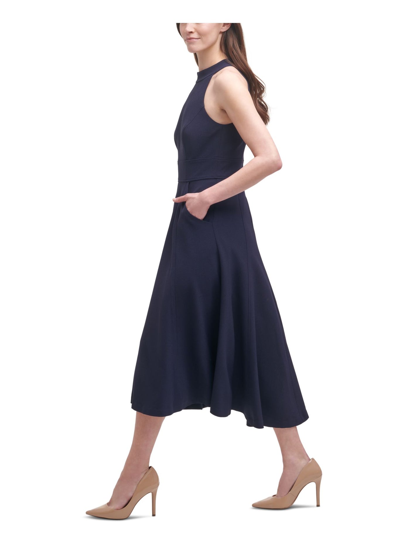 HARPER ROSE Womens Navy Zippered Pocketed Scuba Crepe Sleeveless Halte Bobbi + Bricka HARPER ROSE Womens Navy Zippered Pocketed Scuba Crepe Sleeveless Halte Bobbi + Bricka
