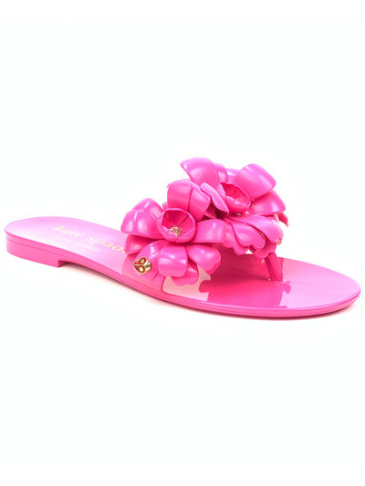 KATE SPADE NEW YORK Womens Pink Jaylee Floral Accent Jaylee Round Toe Slide Sandals Shoes 9