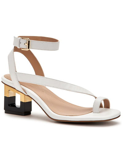 ALFANI Womens White Adjustable Ankle Strap Coreena Open Toe Sculpted Heel Buckle Dress Sandals Shoes 6.5 M