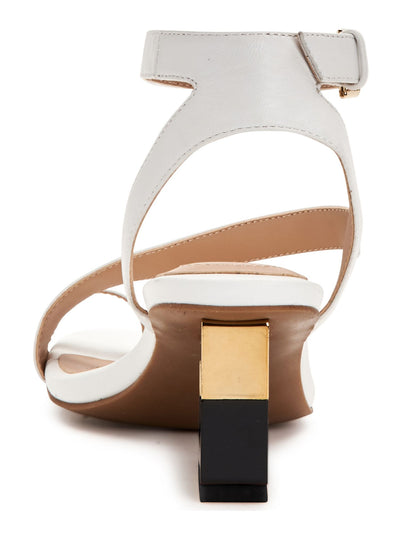 ALFANI Womens White Adjustable Ankle Strap Coreena Open Toe Sculpted Heel Buckle Dress Sandals Shoes 6.5 M