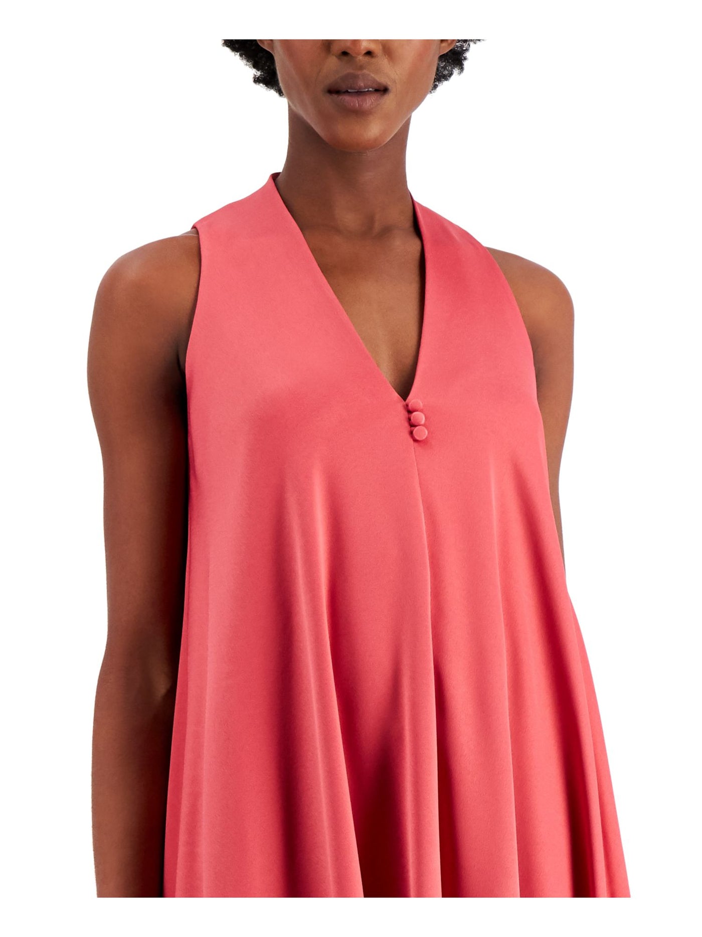 TAYLOR Womens Pink Sleeveless V Neck Short Party Trapeze Dress 4