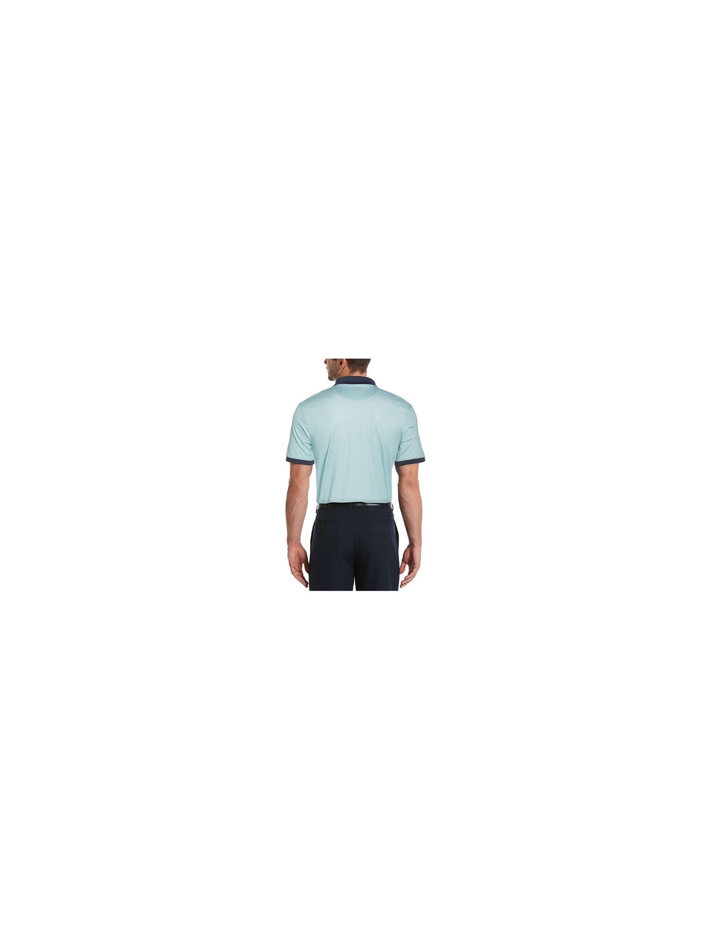 HYBRID APPAREL Mens Light Blue Geometric Athletic Fit Performance Stretch Polo S