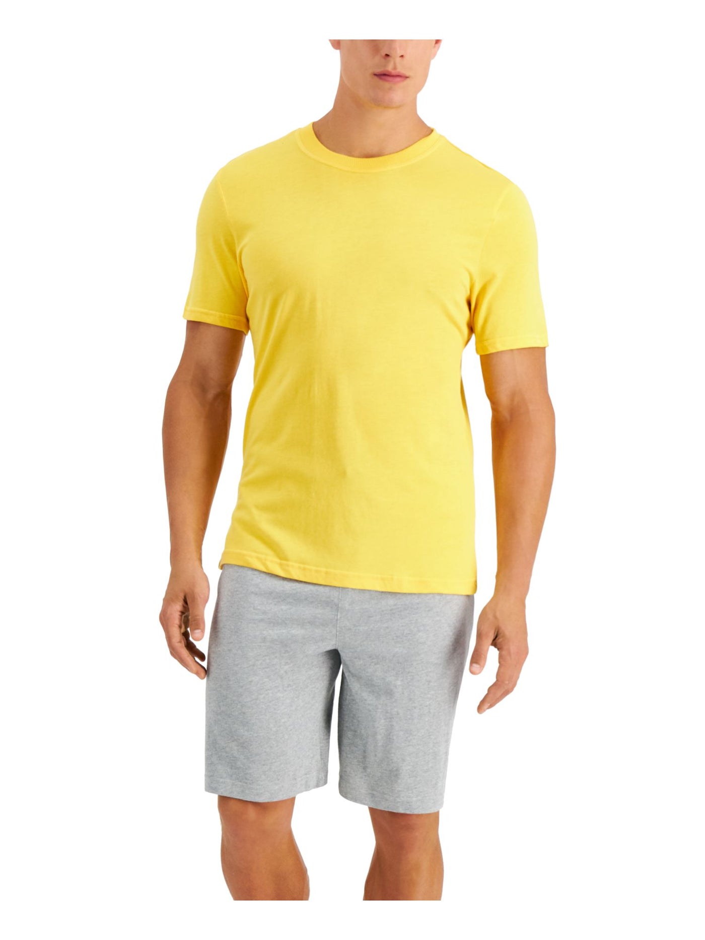CLUBROOM Mens Yellow Drawstring Short Sleeve T-Shirt Top Shorts Pants Pajamas XXL