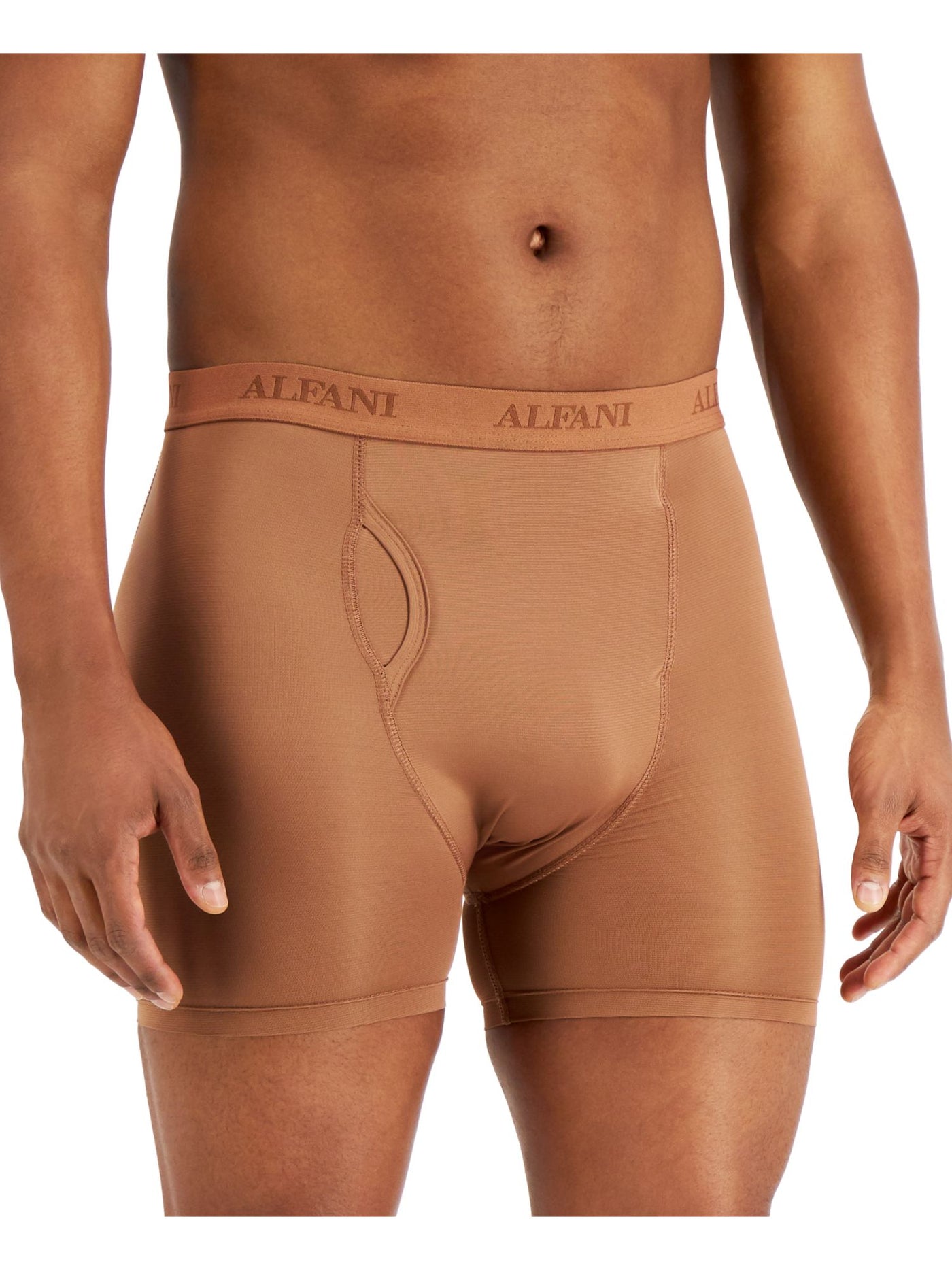 ALFATECH BY ALFANI Intimates Brown Mesh Quick-Dry Boxer Brief Underwear L