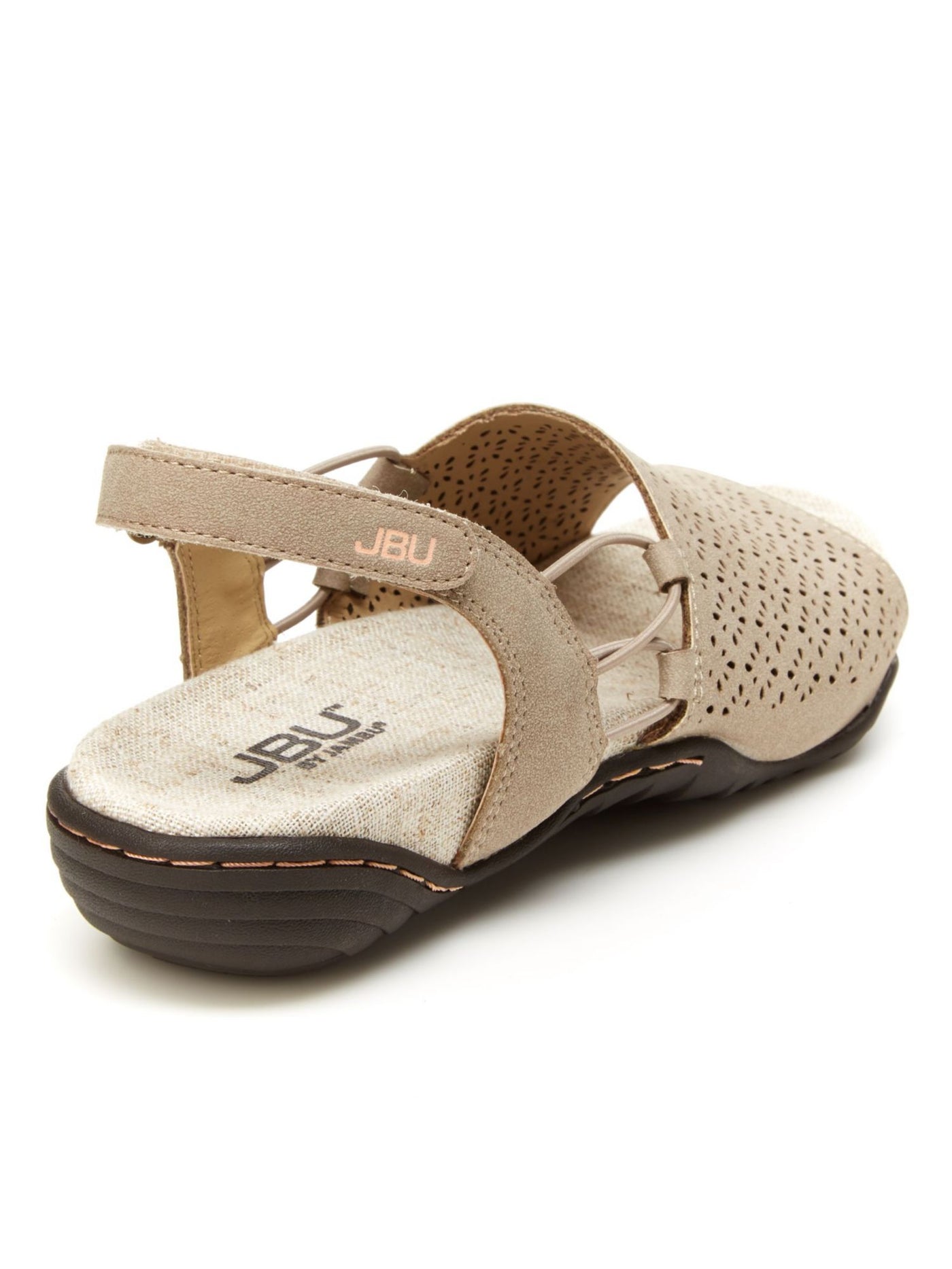 JEAN SHOP Womens Beige Perforated Adjustable Strap Cushioned Pixie Vegan Round Toe Sandals 9.5 M