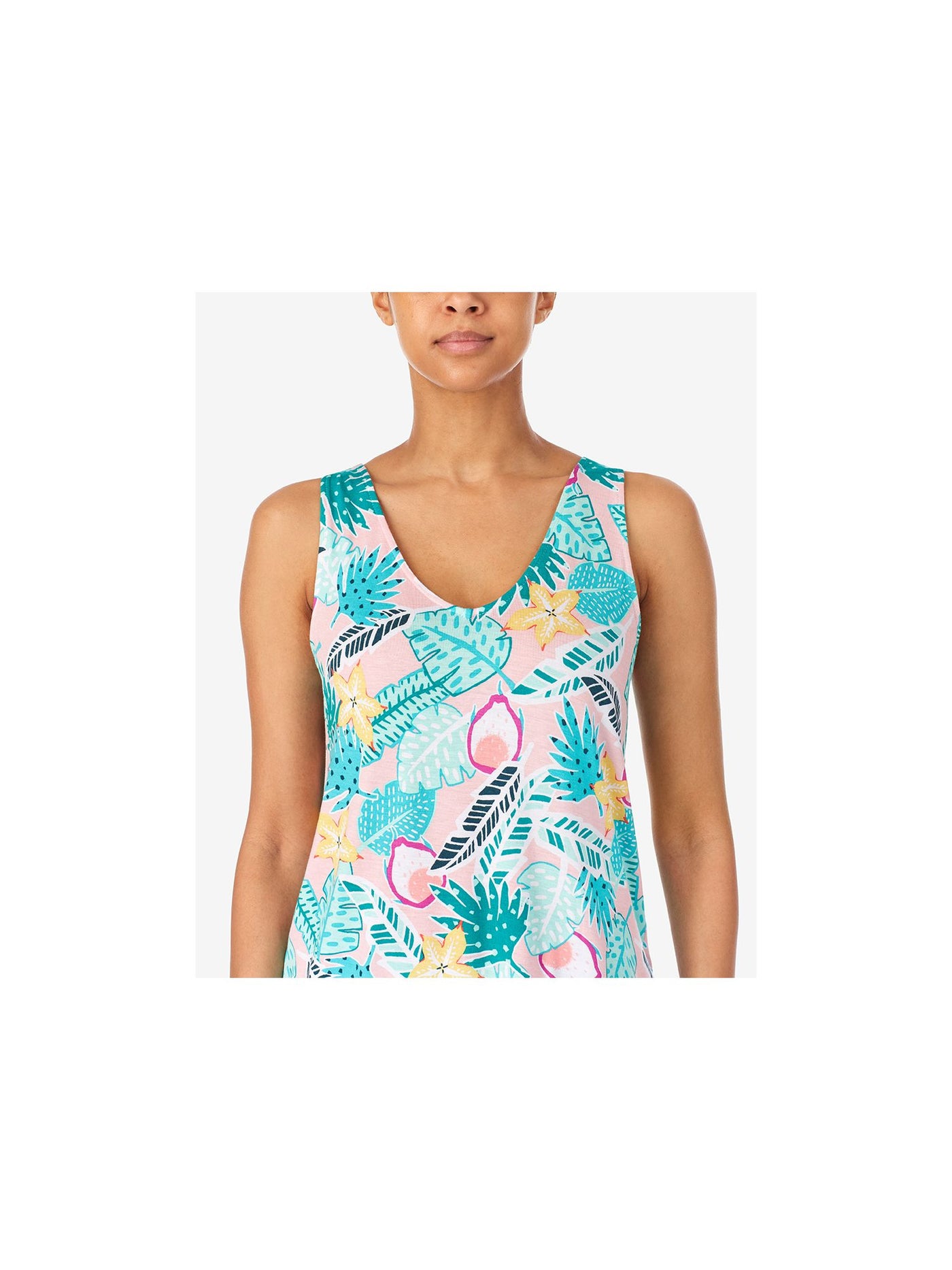 CUDDL DUDS Womens Turquoise Printed Elastic Band Sleeveless Tank Top and Shorts Pajamas Juniors S