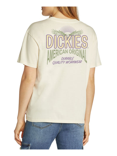 DICKIES Womens Beige Stretch Logo Graphic Short Sleeve Crew Neck T-Shirt S