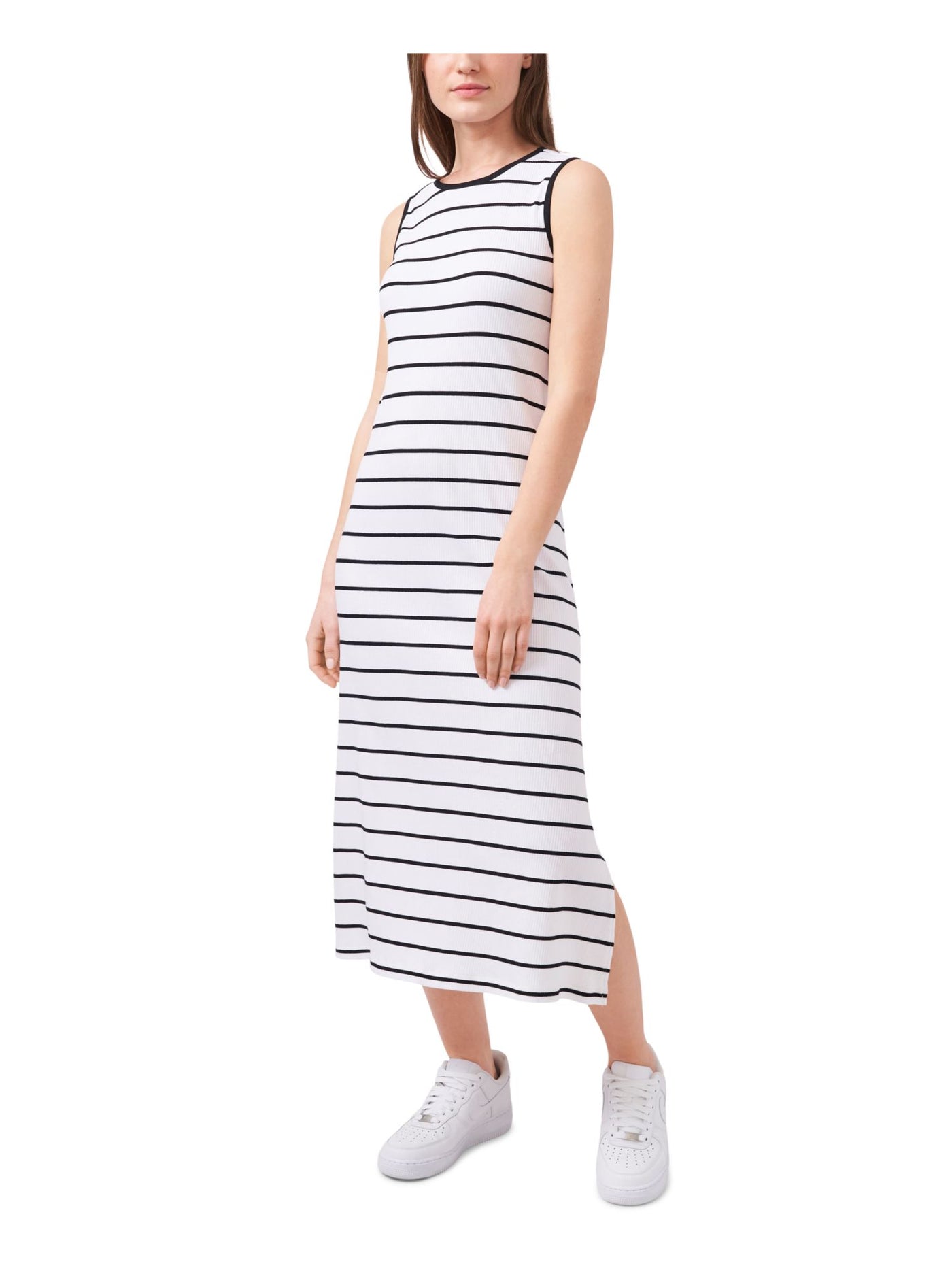 RILEY&RAE Womens Stretch Ribbed Unlined  Pullover Styling Sleeveless Crew Neck Midi Dress