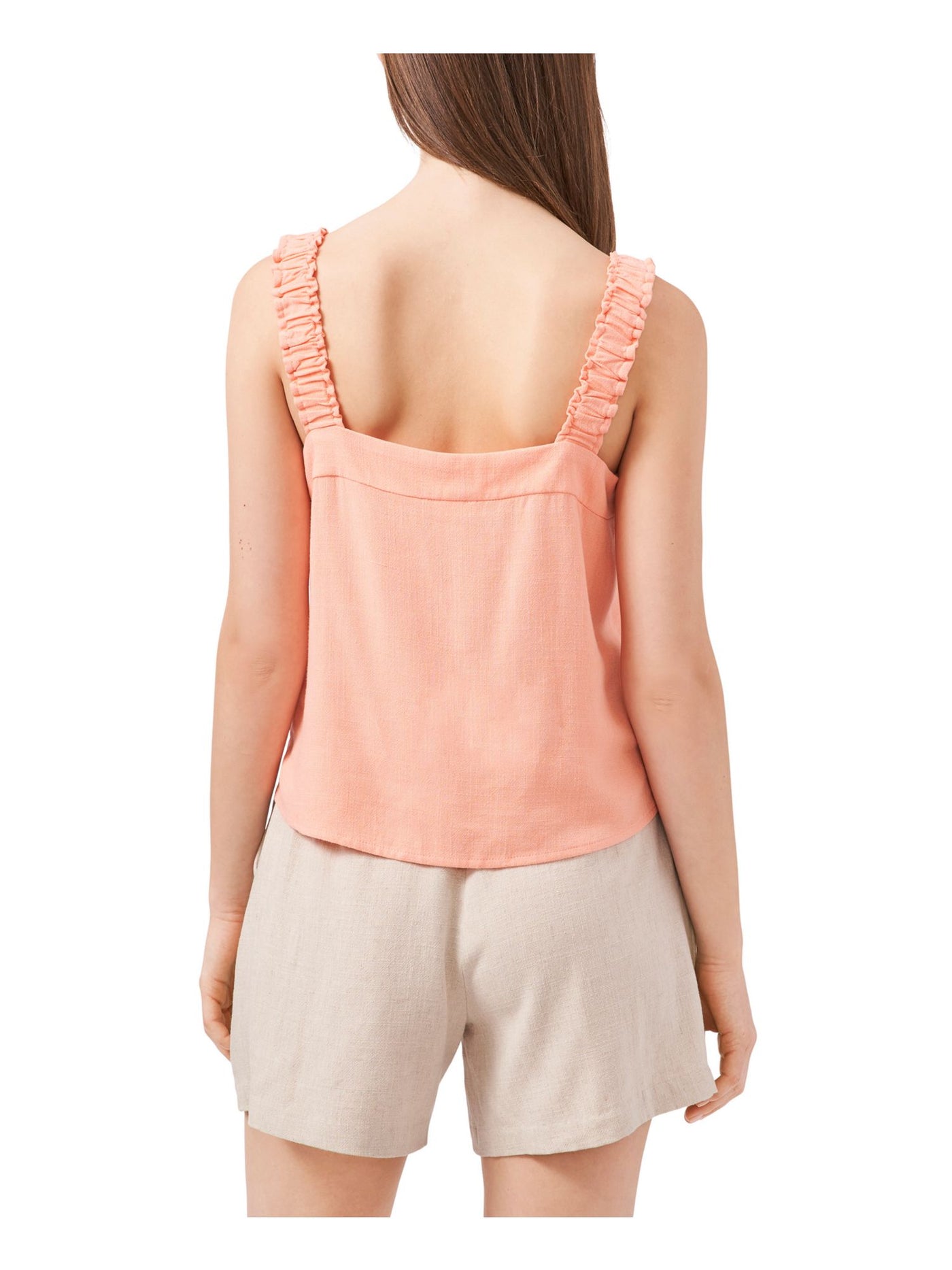 RILEY&RAE Womens Coral Ruched Relaxed Fit Split Neck With Knot Sleeveless Tank Top XS