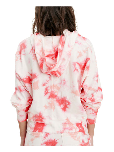 SPLENDID Womens Red Tie Dye V Neck Hoodie Top L