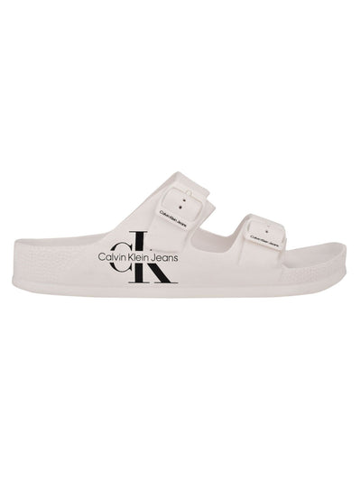 CALVIN KLEIN JEANS Mens White Padded Zion Round Toe Buckle Sandals Shoes 13 M