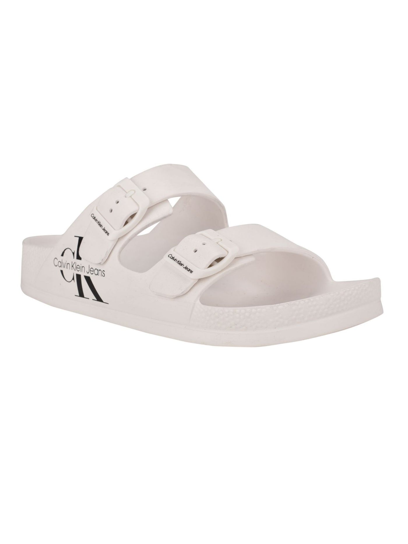 CALVIN KLEIN JEANS Mens White Padded Zion Round Toe Buckle Sandals Shoes 12 M