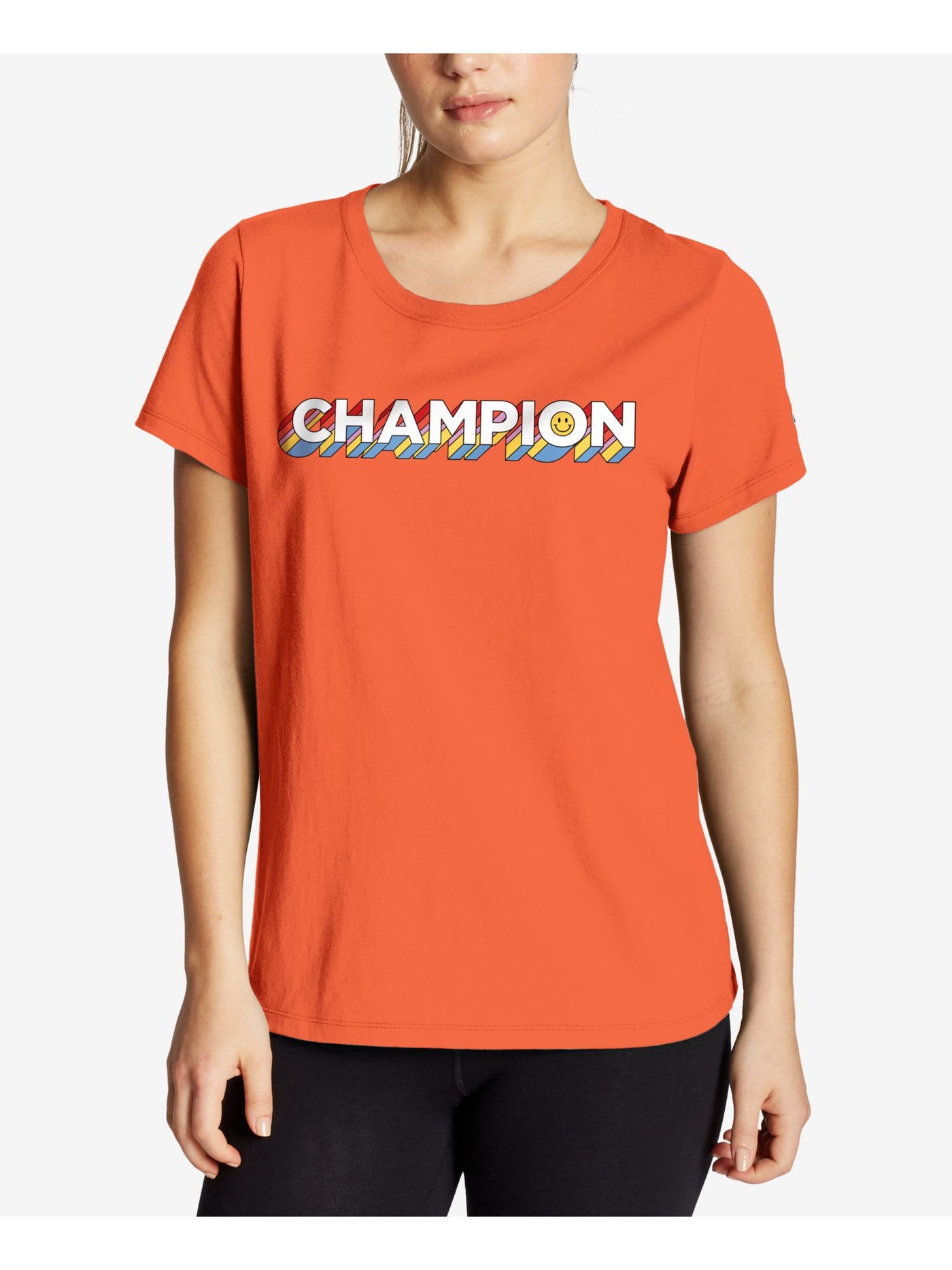 CHAMPION Womens Stretch Ribbed Short Sleeve Crew Neck T-Shirt